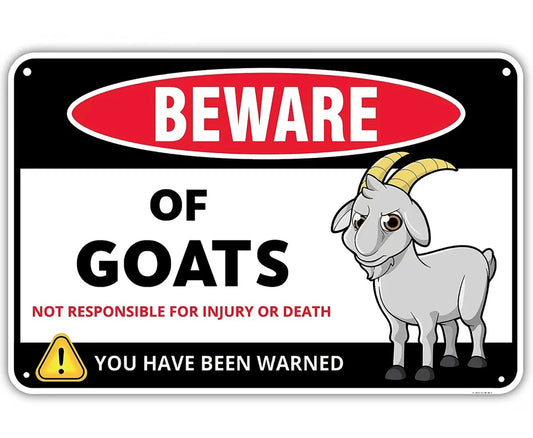 Beware Of Goats Metal Sign